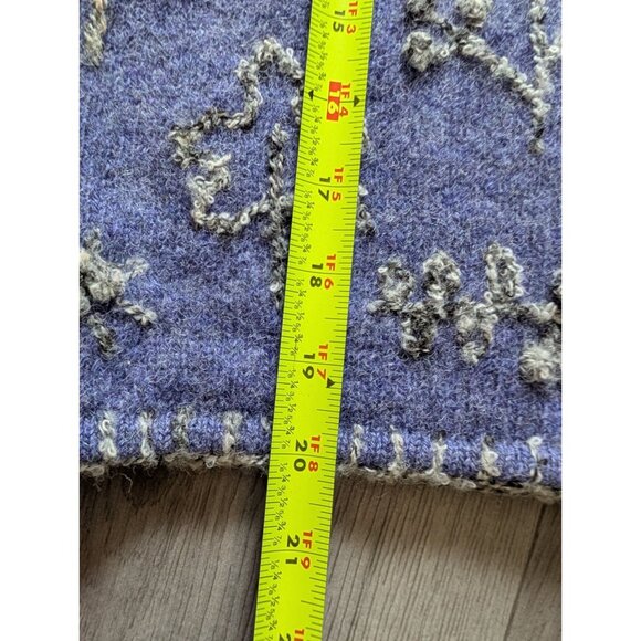 Hand-Embroidered Wool Vest By Portraits Northern Isles Purple Floral S/P - Picture 6 of 8